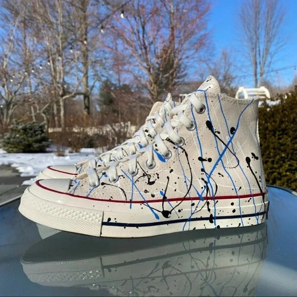 New Converse Chuck Taylor All Star 70 Hi Sneakers Paint Splatter Mens 8.5 - Picture 6 of 14
